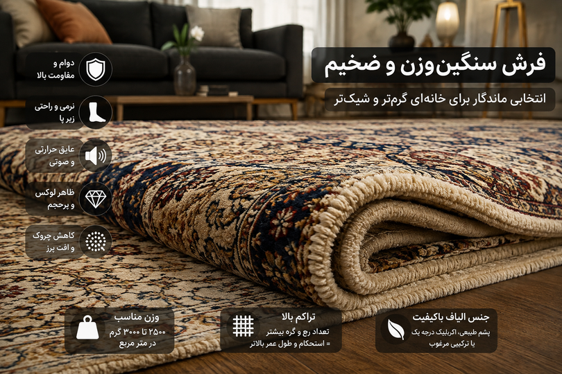 فرش سنگینوزن و ضخیم؛ انتخابی ماندگار برای خانهای گرمتر و شیکتر