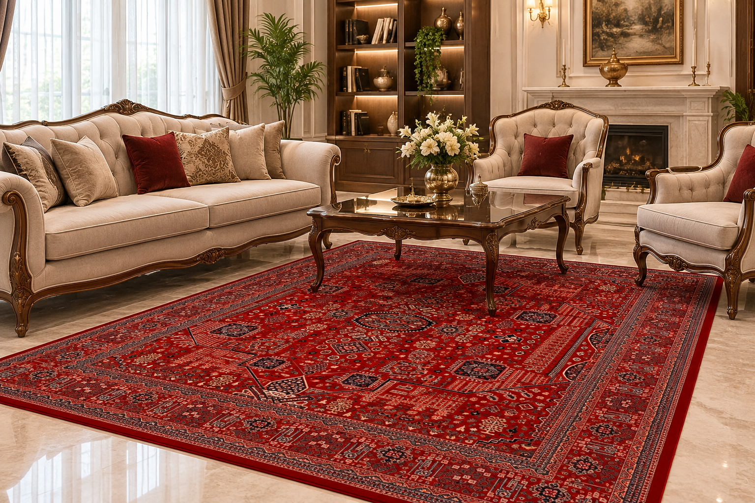 فرش ماشینی نقشه سرو