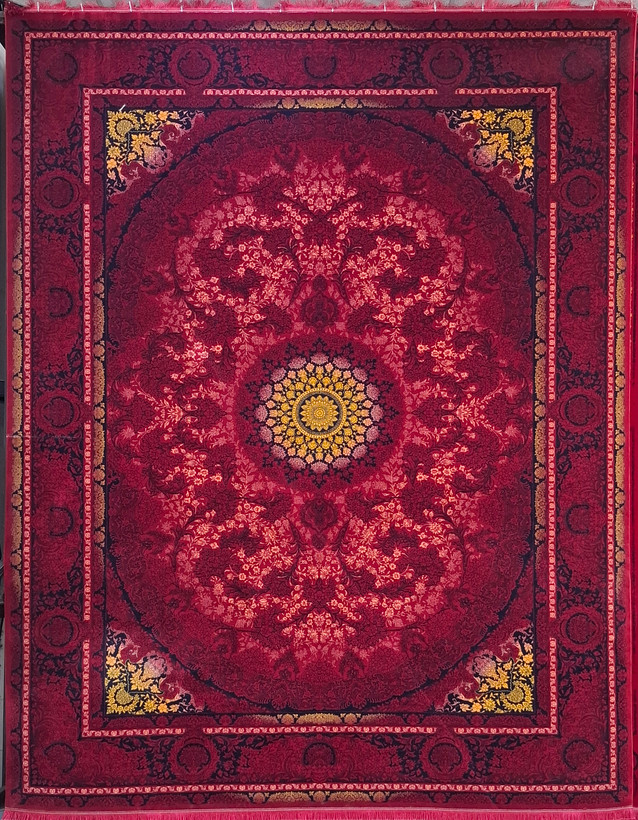 فرش ماشینی ۷۰۰ شانه کد 3442 تراکم ۲۵۵۰ رنگ لاکی