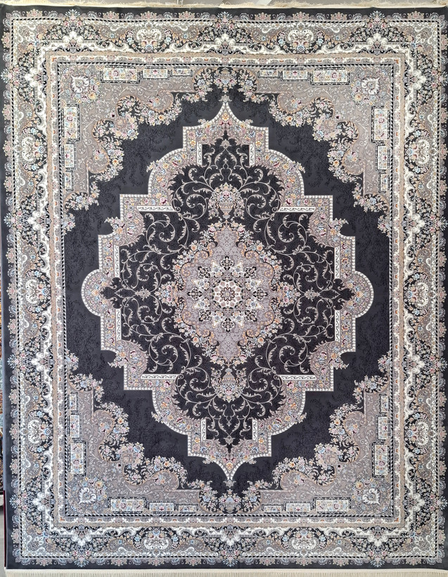 فرش ۱۲۰۰ شانه کد ۸۱۳۱ رنگ سرمه ای تراکم ۳۶۰۰ صددرصداکرلیک